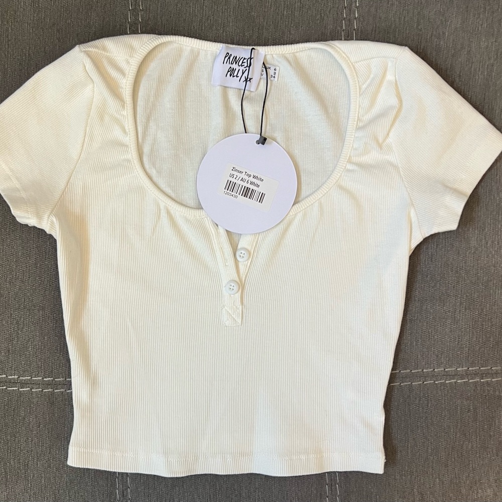 Princess Polly White Ribbed Crop Top
